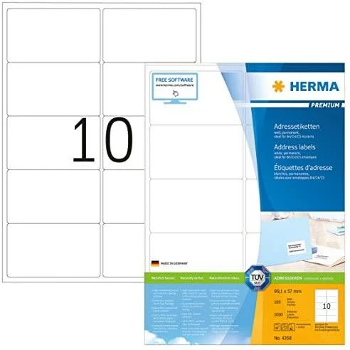 HERMA 4268 etiketė spausdinimui Balta Lipni spausdintuvo etiketė
