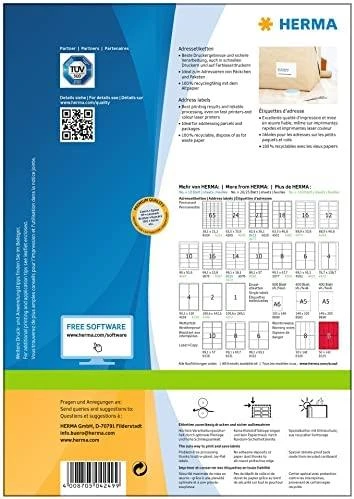 Herma Premium Labels 4249, A4, Adresas, Balta, 199,6 x 143,5 mm, Matine Popierius, 200 vnt., Suapvalinti kampai (4249)