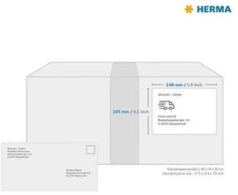 Herma Adresų etiketės PREMIUM A5, 148 x 105 mm, balta, nuolatinis sukibimas - 8691