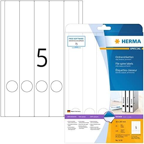 Herma Specialios etiketės segtuvams, A4, balta, matinė nepermatomas popierius, 125 vnt., užapvalintais kampais. (5130)