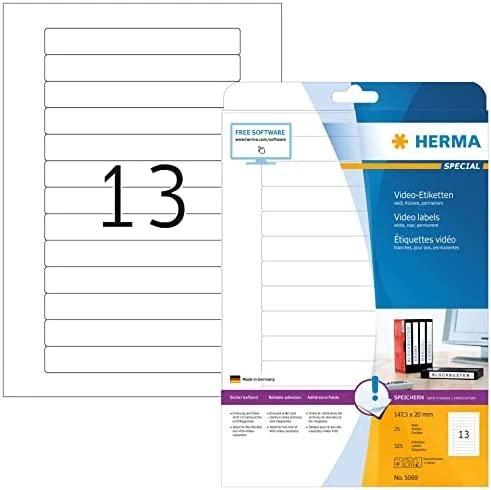 Herma etiketės VHS kasetėms 147,3x20 mm (5069)