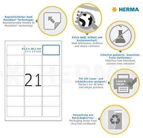HERMA 10301 ženklinimo etiketė Balta