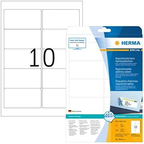 HERMA 4349 etiketė spausdinimui Balta Lipni spausdintuvo etiketė