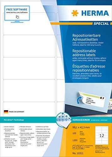 Herma Adreso etiketė A4 99,1x42,3mm balta, 25 lapai