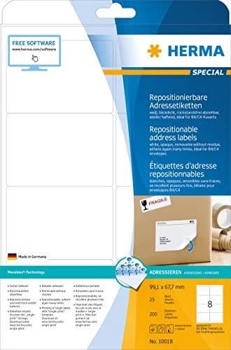 Herma HERMA Adreso etiketė A4 99,1x67,7mm balta 25 lapai