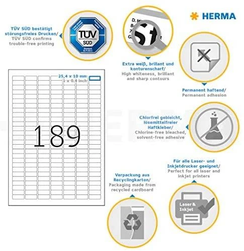 HERMA 4333 etiketė spausdinimui Balta Lipni spausdintuvo etiketė
