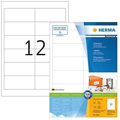 Herma Etykiety Premium A4, balta, papier matinė, 1200 vnt. (4669)
