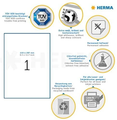 HERMA 4631 lipni etiketė Balta Stačiakampis Ilgalaikis 200 vnt