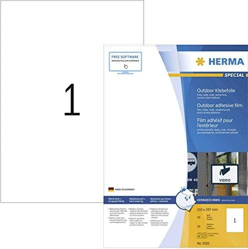 HERMA 9501 lipni etiketė Balta Stačiakampis Ilgalaikis 50 vnt