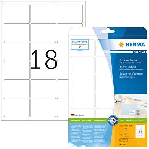 HERMA Adressetiketten Premium A4 baltas 63,5 x 46,6 mm 450St.