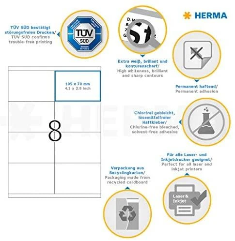 HERMA 4426 etiketė spausdinimui Balta Lipni spausdintuvo etiketė