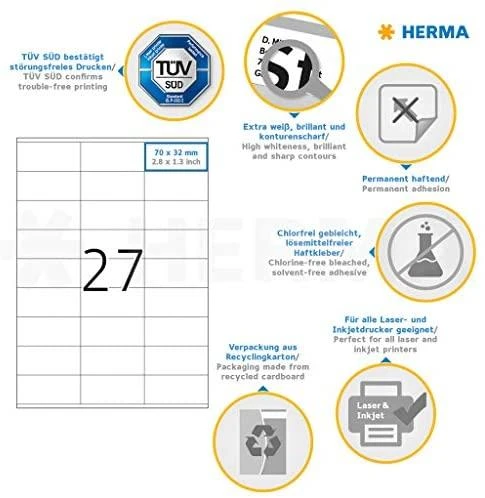 HERMA 4450 etiketė spausdinimui Balta Lipni spausdintuvo etiketė