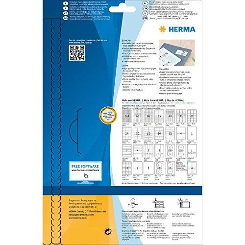 Herma Labels InkPrint 8840, A4, 83,8 x 50,8 mm, balta matinė popierius, 250 vnt., užapvalinti kampai (8840)