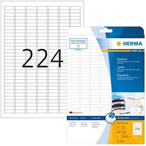 Herma Etykiety InkPrint 8830, A4, 25,4 x 8,5 mm, papier balta matinė, 5600 vnt., zaokrąglone narożniki (8830)