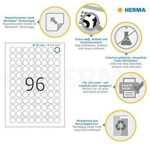 HERMA 4386 etiketė spausdinimui Balta Lipni spausdintuvo etiketė
