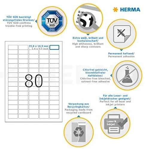 HERMA 4336 etiketė spausdinimui Balta Lipni spausdintuvo etiketė