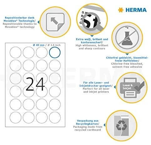 HERMA 4476 etiketė spausdinimui Balta Lipni spausdintuvo etiketė