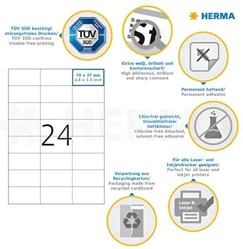 Herma Premium etiketės A4, baltas, matinis popierius, 600 vnt (4390)