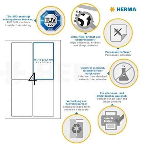 HERMA 4472 ženklinimo etiketė Balta