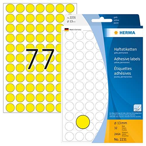 HERMA Vielzwecketiketten gelb 13 mm rund Papier 2464 St.