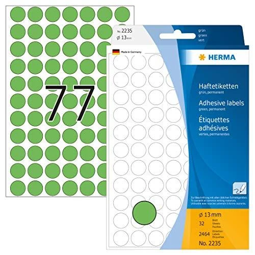 Herma Lipnios etiketės, apvalus, žalia 13 mm 2464 vnt - 2235