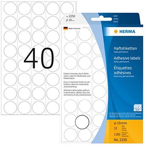 Herma Lipnios etiketės, apvalas, balta 19 mm 1280 vnt - 2250