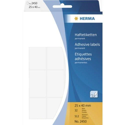 Herma Lipnios etiketės, baltos 25x40 mm 512 vnt. - 2450.