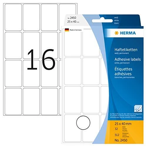 Herma Lipnios etiketės, baltos 25x40 mm 512 vnt. - 2450.