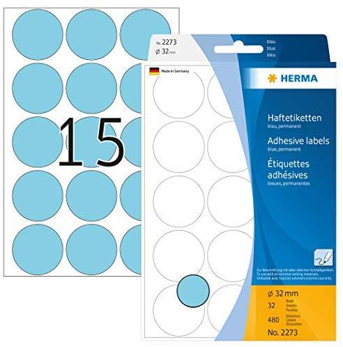 Herma Lipnios etiketės, apvalus, mėlyna 32 mm, 480 vnt - 2273