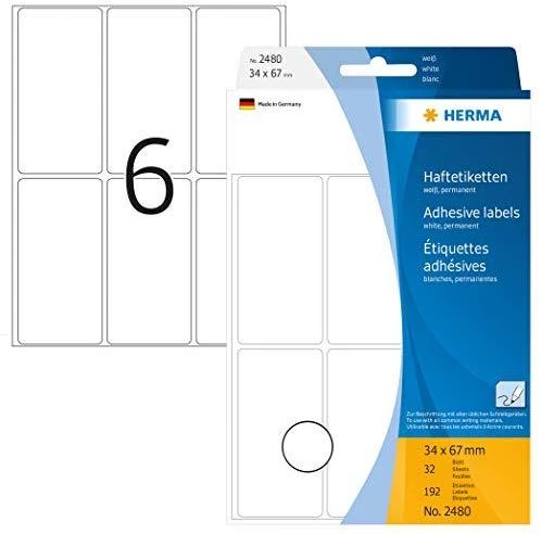 Herma lipnūs lipnūs balti 34x67 mm192 Št. - 2480