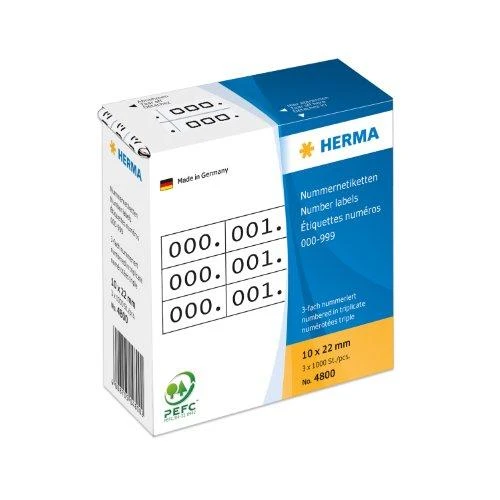 Herma Lipnios etiketės 3x / 10x22mm Baltai-Juoda (4800)