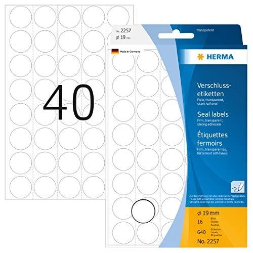 Herma sandarinimo etiketės 19 mm, 20 lapų (2257)
