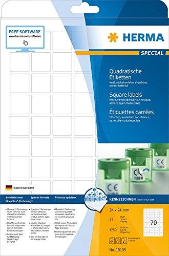Herma Nuimamos etiketės A4, 24 x 24 mm, balta, Kilnojamų daiktų technologija. – 10105