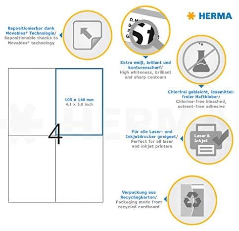 HERMA 5082 lipni etiketė Balta Stačiakampis Keičiama 100 vnt