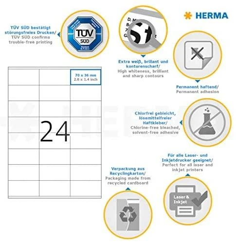 HERMA 4453 etiketė spausdinimui Balta Lipni spausdintuvo etiketė