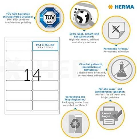 „Herma“ adresų etiketės A4 99,1 x 38,1 mm / 140 vnt (8635)