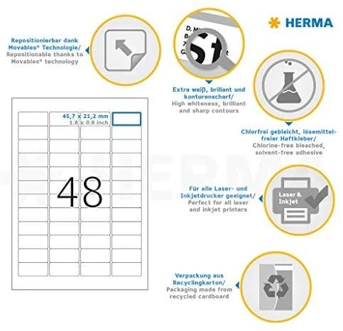 HERMA 4346 etiketė spausdinimui Balta Lipni spausdintuvo etiketė