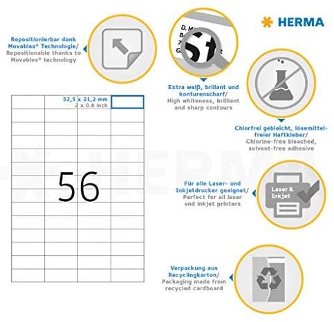 HERMA Etik. A4 baltas 52,5x21,2 mm ablösbar Papier 1400 St.
