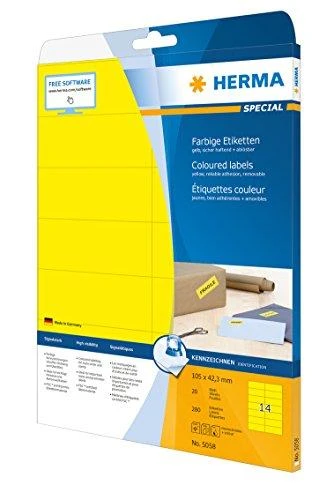 HERMA 5058 etiketė spausdinimui Geltona Lipni spausdintuvo etiketė