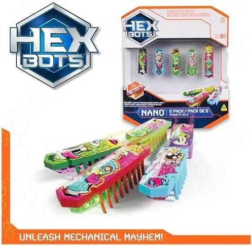 Interaktyvios šviečiančios nano figūrėlės HEX BOTS, 5 vnt.