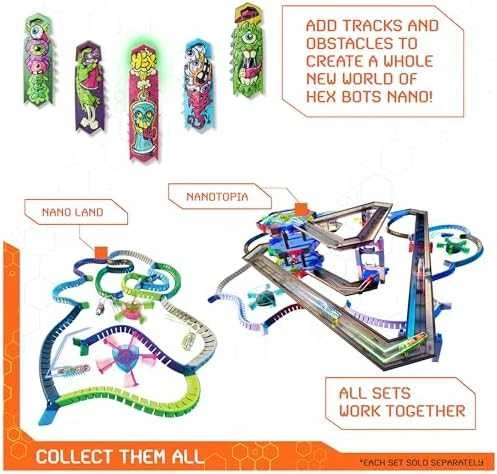 Interaktyvios šviečiančios nano figūrėlės HEX BOTS, 5 vnt.