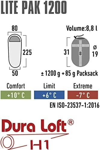 High Peak Lite Pak 1200 miegmaišis 225x80x50 cm žaliai raudona 23263