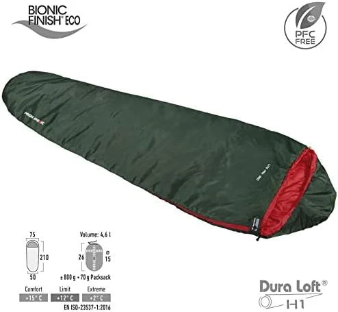 Miegmaišis High Peak Lite 800 210x75x50 cm Žaliai Raudonas 23260