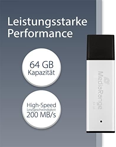 MediaRange High performance 64 GB, USB-Stick - sidabrinis/juodas, USB-A 3.2 Gen 1