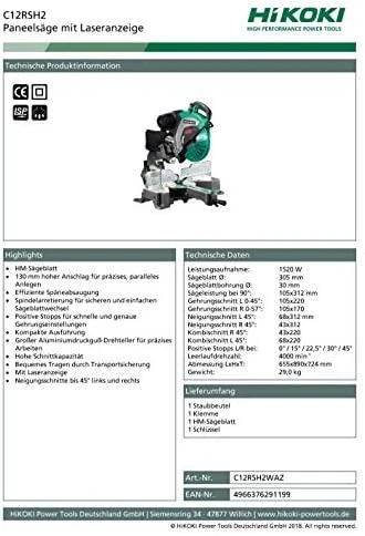 Skersinio pjovimo staklės HiKOKI C12RSH2