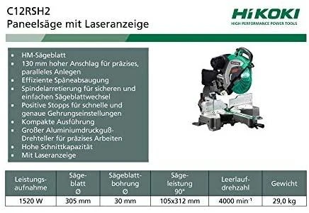 Skersinio pjovimo staklės HiKOKI C12RSH2