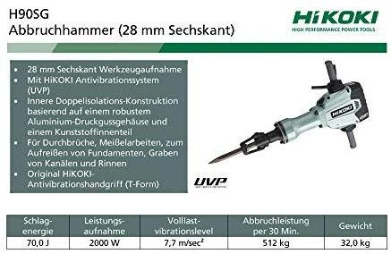 Atskėlimo plaktukas HiKOKI H90SG