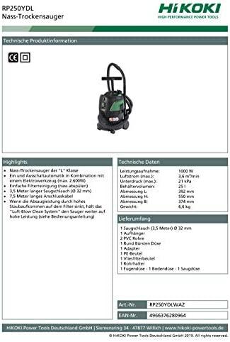 Sauso-drėgno valymo siurblys Hikoki RP250YDLWAZ