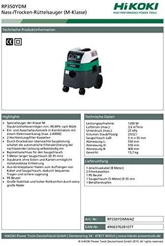 Sauso-drėgno valymo siurblys Hikoki RP350YDMWAZ