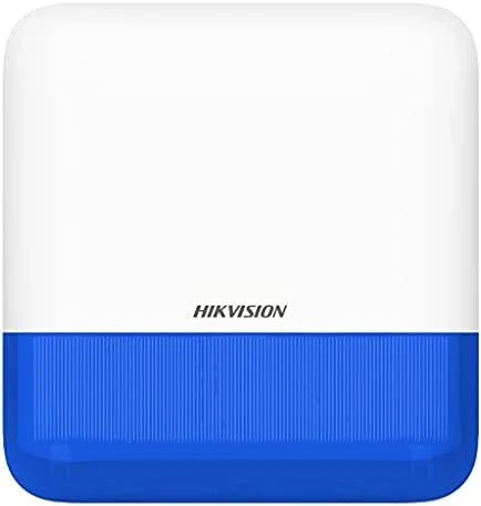Hikvision lauko sirena su mėlynu indikatoriumi, priekinis vaizdas